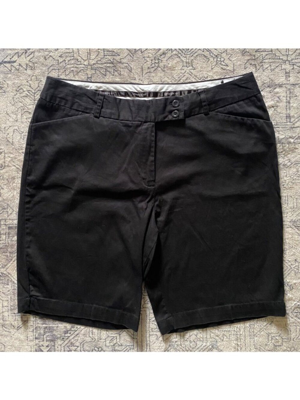 George Womens Stretch London Fit Black‎ Bermuda Shorts Size 16 Cotton Modest 9"